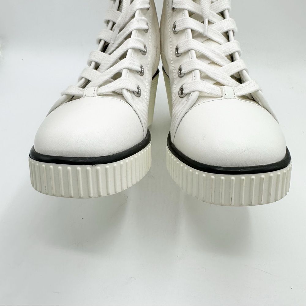 Giuseppe Zanotti White High-Top High Heeled Canvas Lace-Up Boots‎ Sneaker Sz 6 - Picture 5 of 11